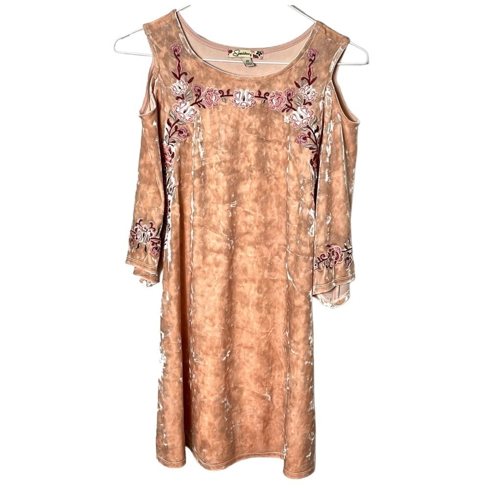 Speechless Crushed Velvet Embroidered Dress Size 12 Pink